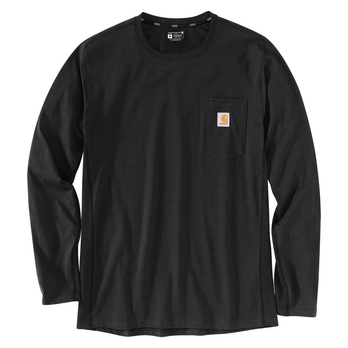 Black Carhartt Force Relaxed Fit Midweight Long-Sleeve Pocket T-Shirt