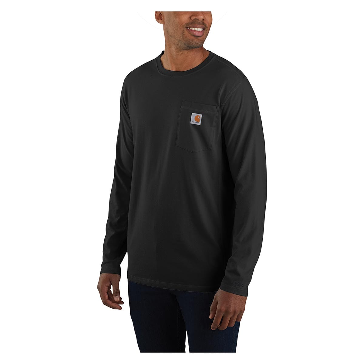 Black Carhartt Force Relaxed Fit Midweight Long-Sleeve Pocket T-Shirt