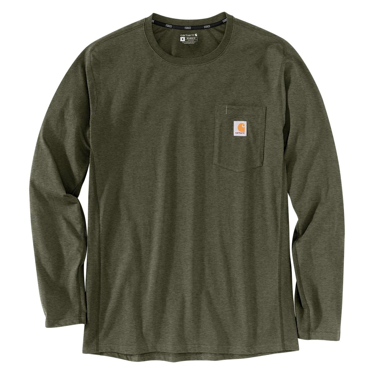 Basil Heather Carhartt Force Relaxed Fit Midweight Long-Sleeve Pocket T-Shirt