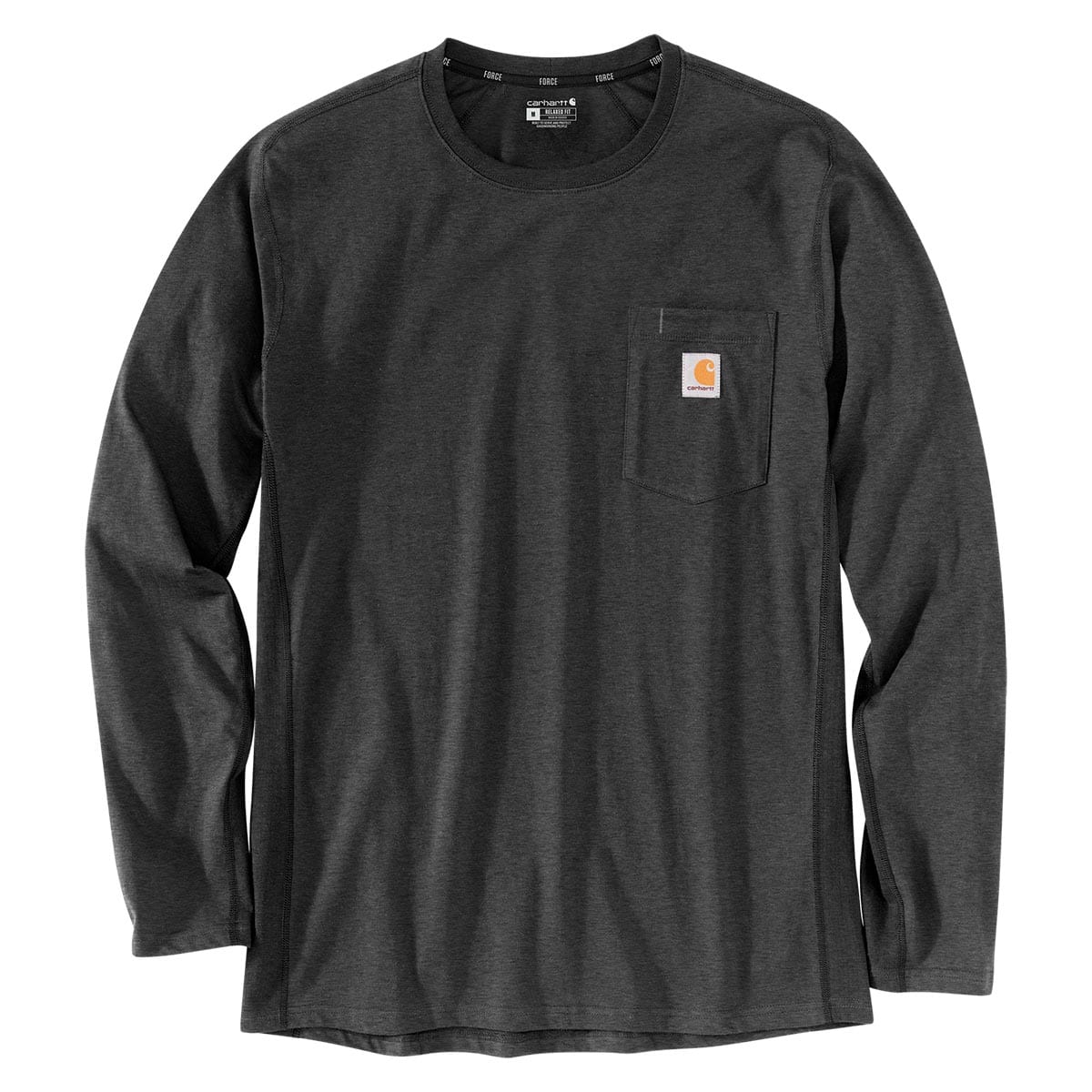 Carbon Heather Carhartt Force Relaxed Fit Midweight Long-Sleeve Pocket T-Shirt