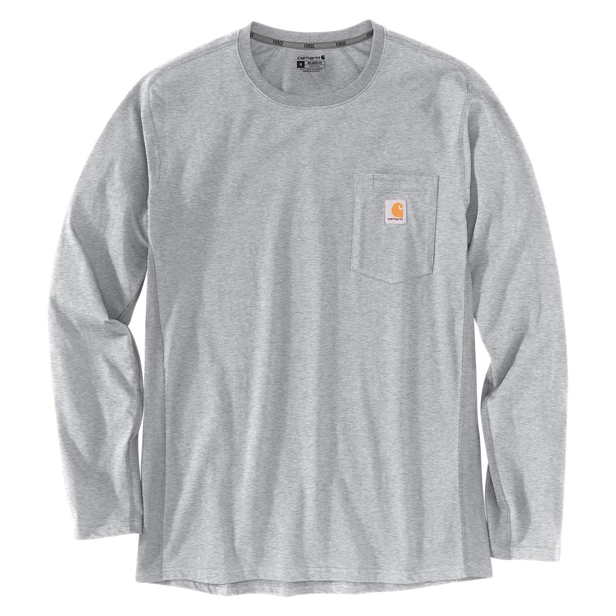 Heather Grey Carhartt Force Relaxed Fit Midweight Long-Sleeve Pocket T-Shirt