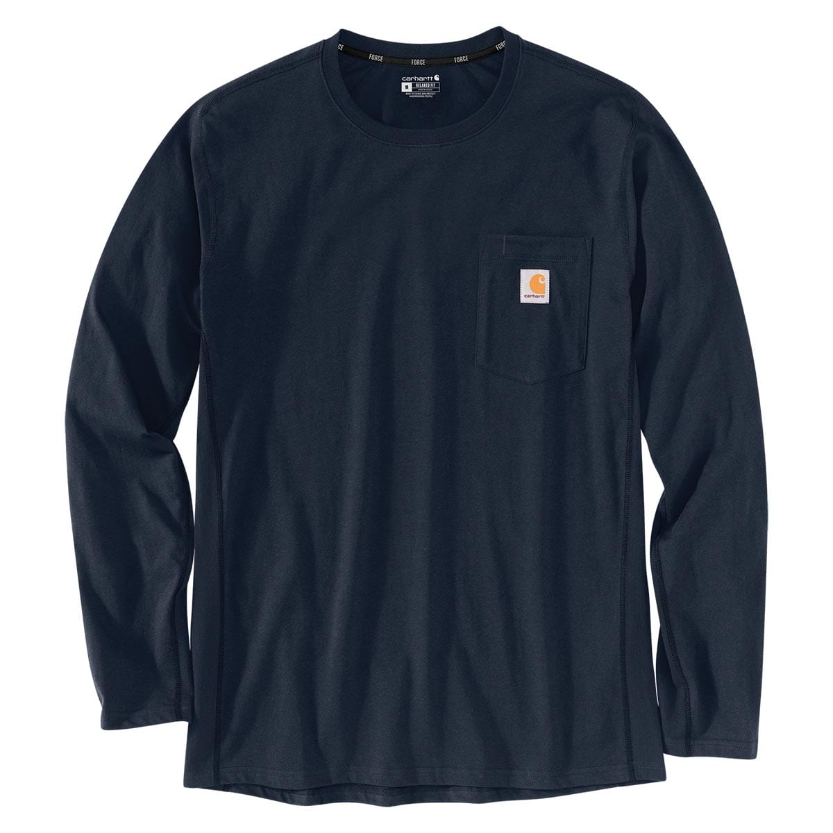 Navy Carhartt Force Relaxed Fit Midweight Long-Sleeve Pocket T-Shirt