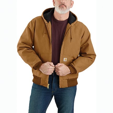 Carhartt men's quilted flannel lined duck active jacket best sale