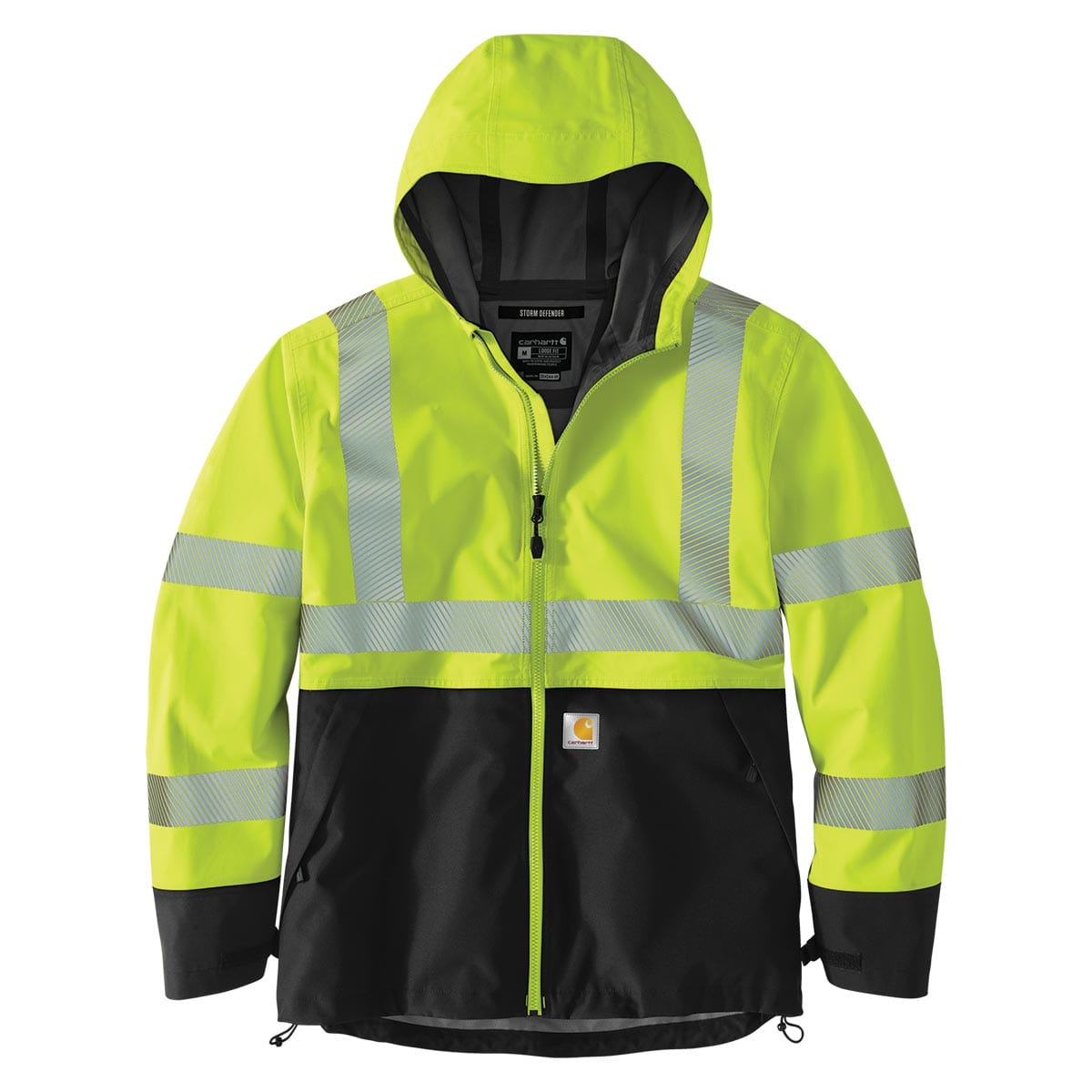 Carhartt High Visibility Storm Defender Loose Fit Lightweight Class 3 Waterproof Jacket Brite Lime XL