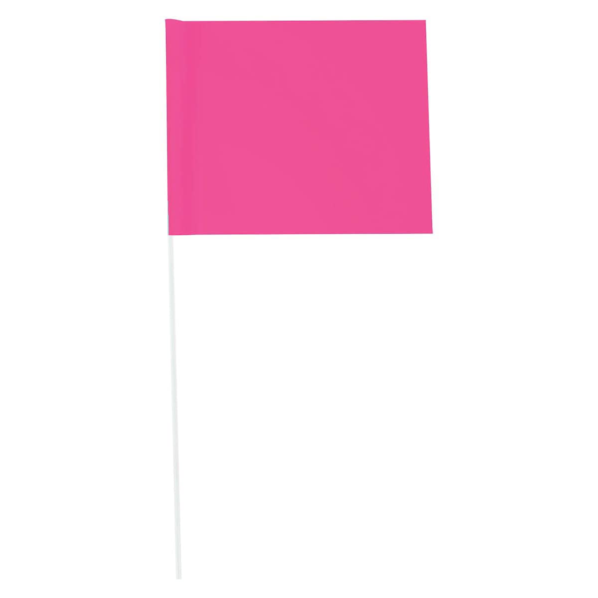 Fluorescent Pink Custom Print Marking Flag, 4"x5", 18" PVC stake, 1000 PK