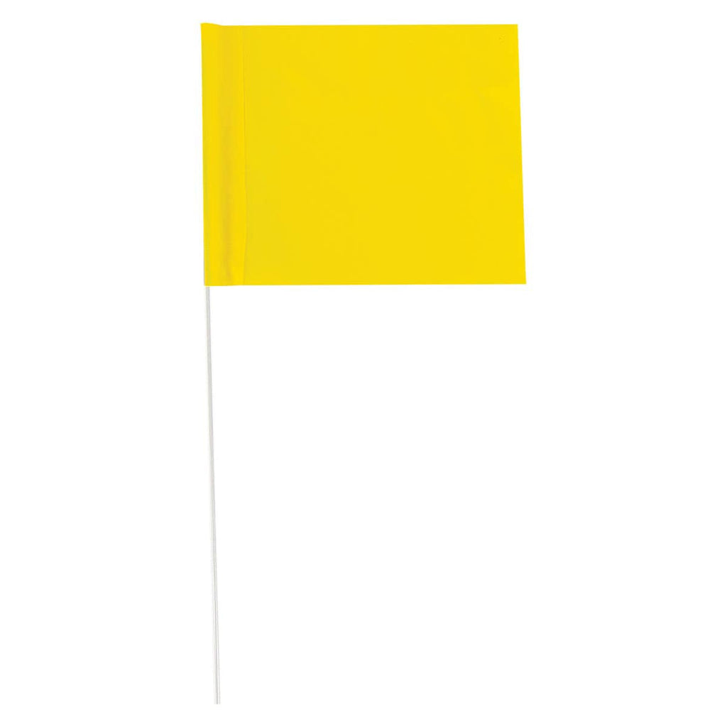Yellow Custom Print Marking Flag, 4"x5", 18" PVC stake, 1000 PK