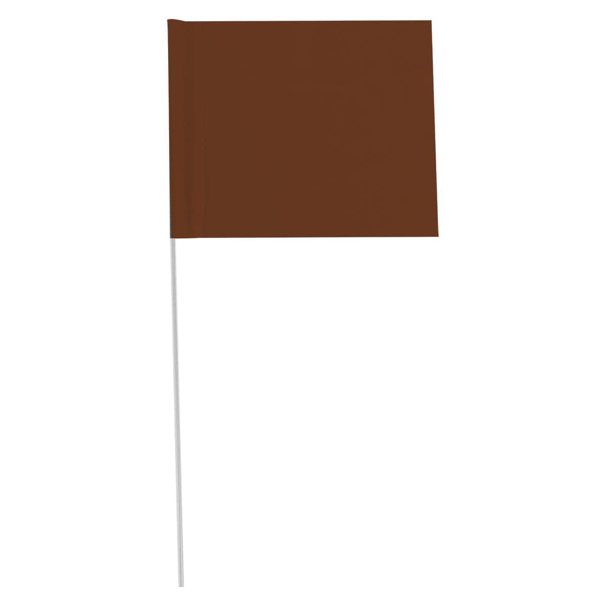 Brown Custom Marking Flag, 4"x5", 24" PVC Stake, 1000 PK