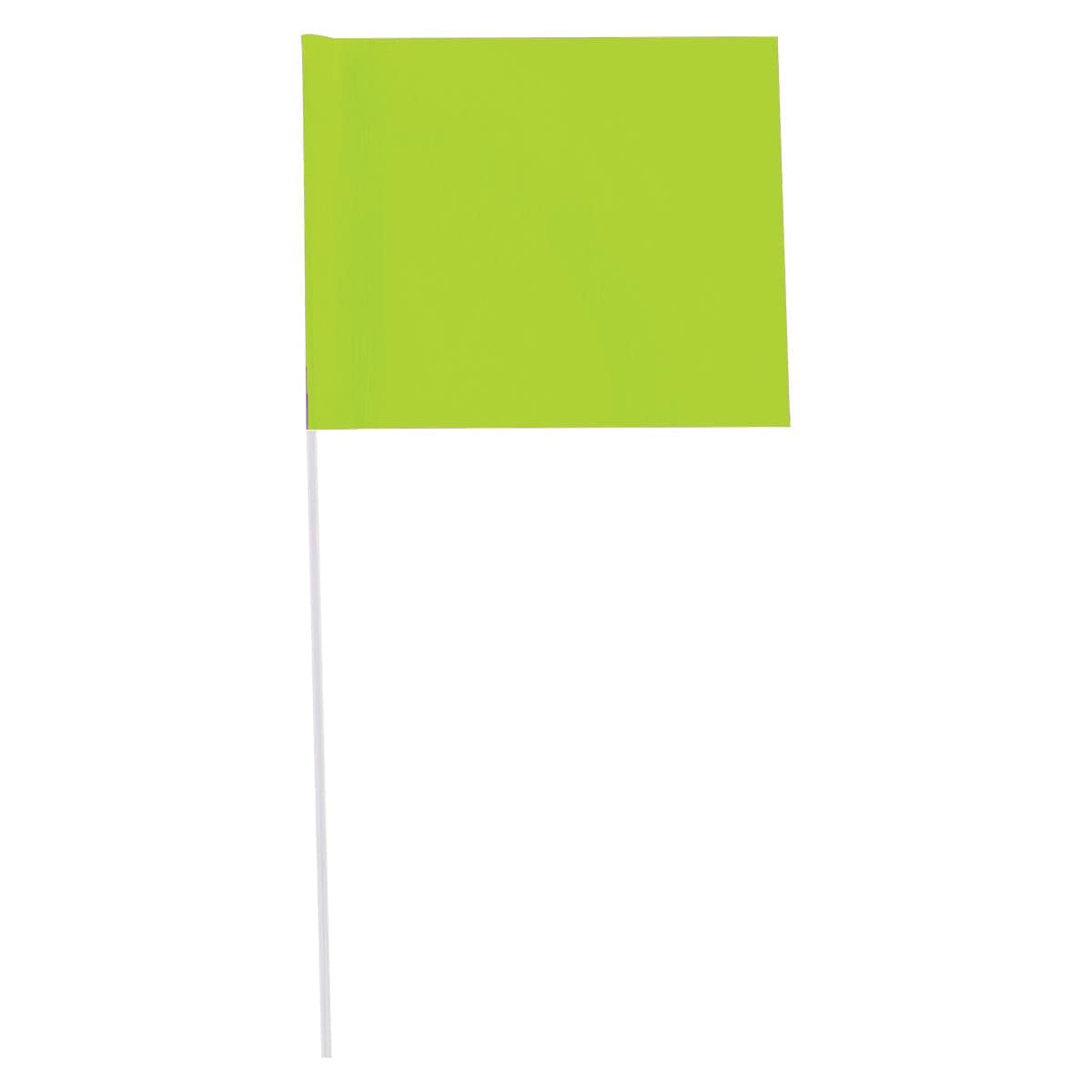 Fluorescent Lime Custom Marking Flag, 4"x5", 24" PVC Stake, 1000 PK