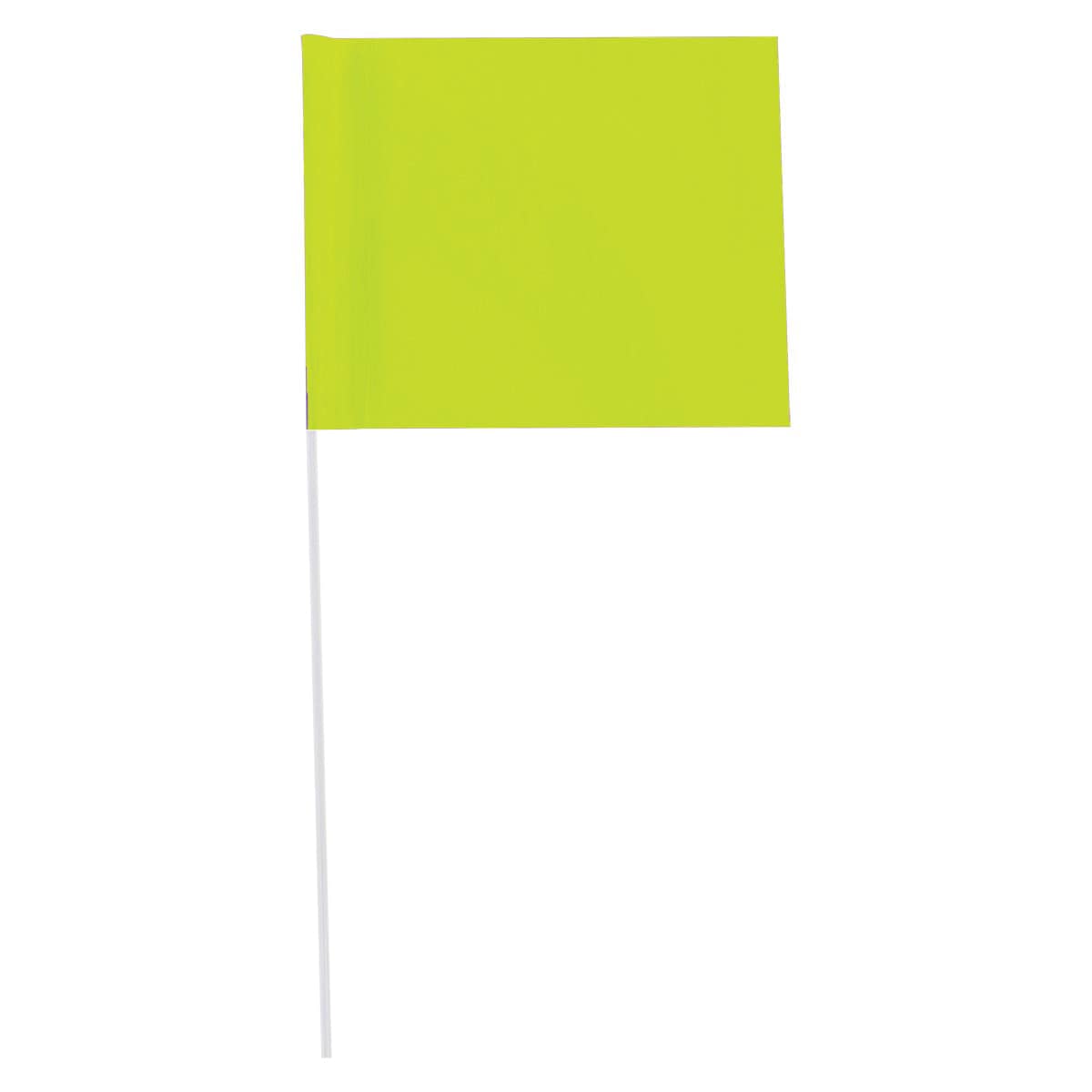 Fluorescent Yellow Custom Marking Flag, 4"x5", 24" PVC Stake, 1000 PK
