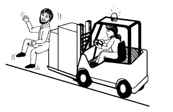 Person standing in front of a forklift