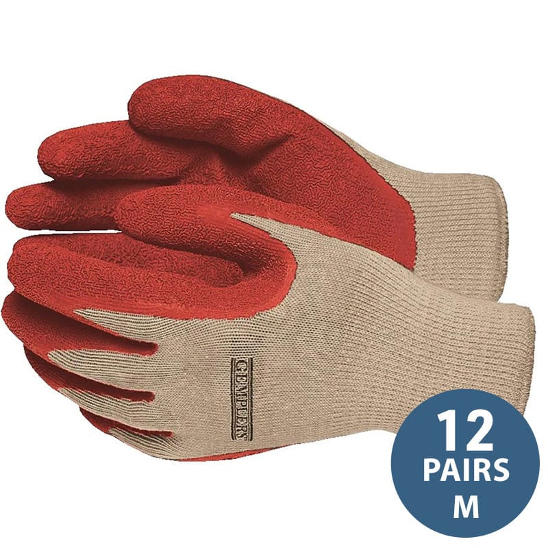 Gemplers Latex-Coated Work Gloves, Dozen Pair, Size Medium
