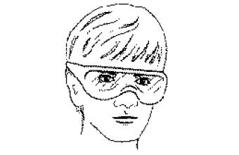 Person wearing safety glasses