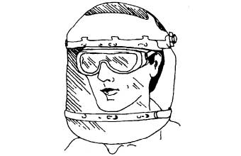 A face shield alone isn't enough to protect your eyes. Wear it over safety glasses or goggles, depending on whether vapors or dusts are present.