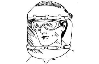A face shield alone isn't enough to protect your eyes. Wear it over safety glasses or goggles, depending on whether vapors or dusts are present.