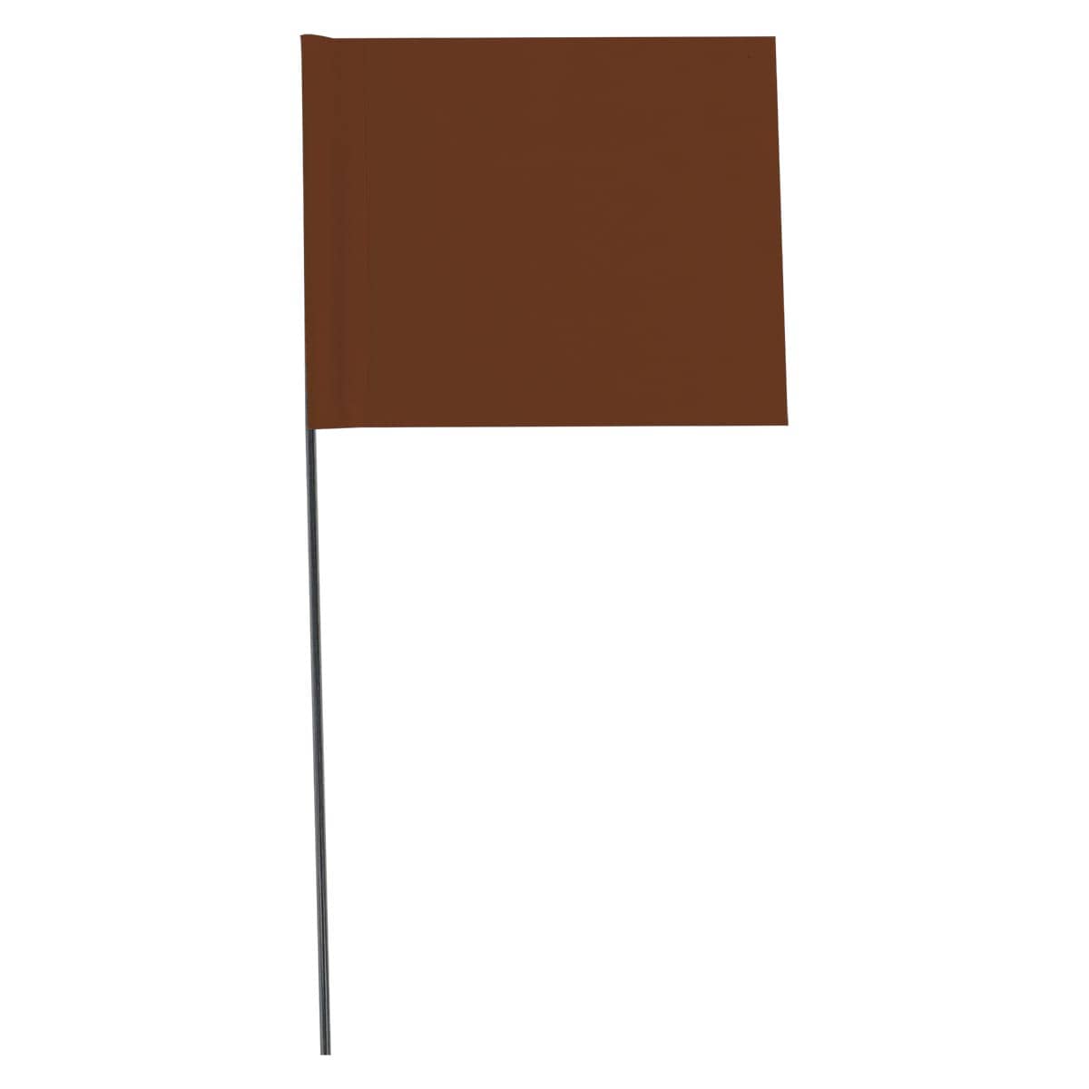 Brown Custom Marking Flag, 4"x5", 15" Wire Stake, 1000 PK