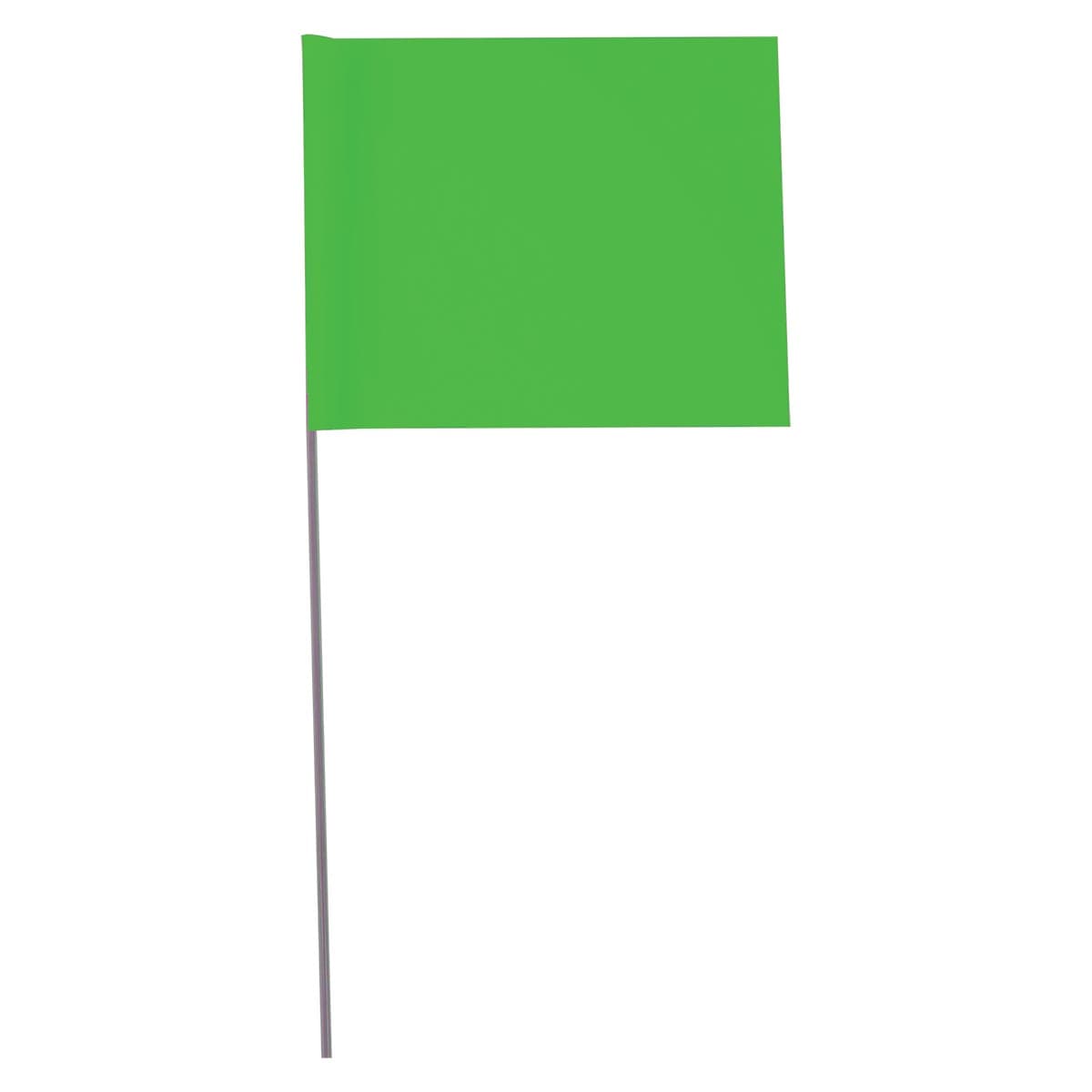 Fluorescent Green Custom Marking Flag, 4"x5", 15" Wire Stake, 1000 PK
