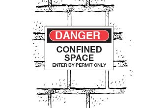 Confined Space Enter by Permit only sign