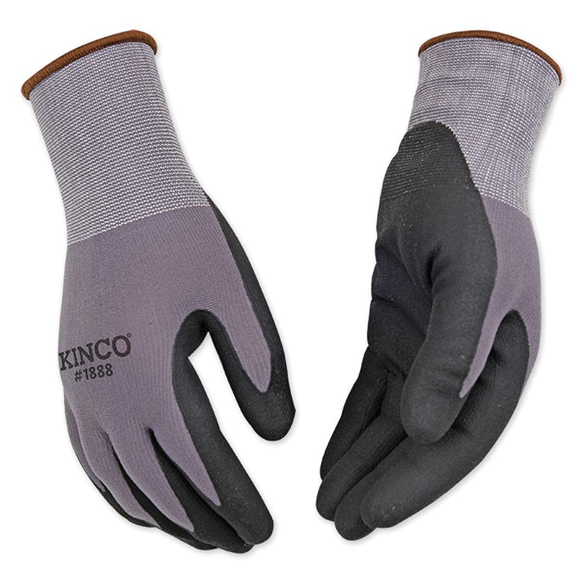 Gray Kinco Nylon Knit Shell with Micro-Foam Nitrile Palm Glove
