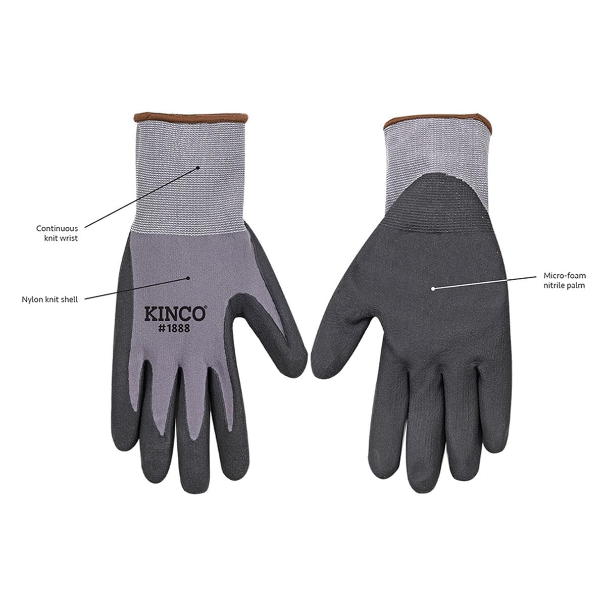 Kinco Nylon Knit Shell with Micro-Foam Nitrile Palm Glove | Gemplers