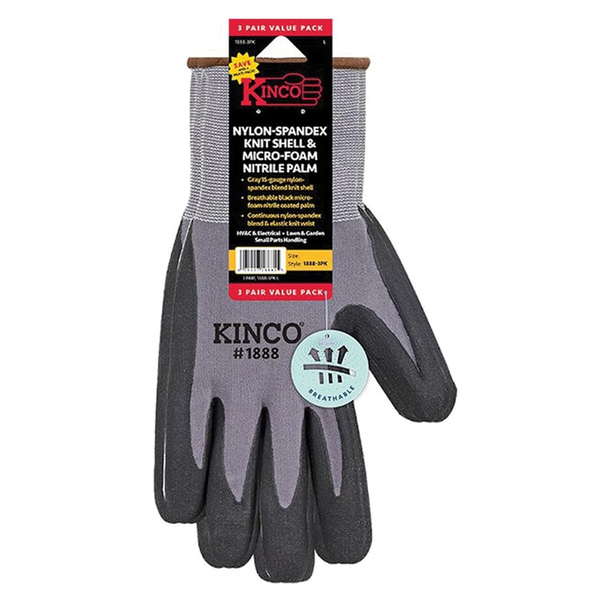 Kinco Nylon Knit Shell with Micro-Foam Nitrile Palm Glove