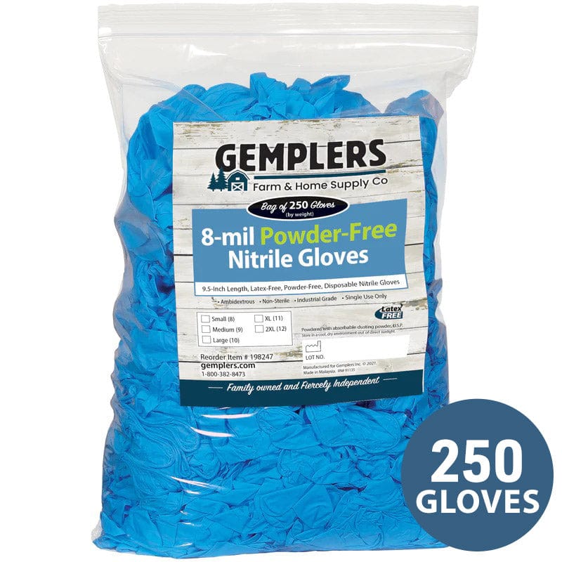 Gemplers 8-mil Disposable Nitrile Gloves | Bag of 250 Gloves