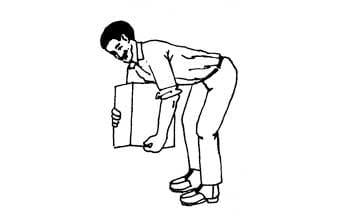 Bending from the waist to pick up an object