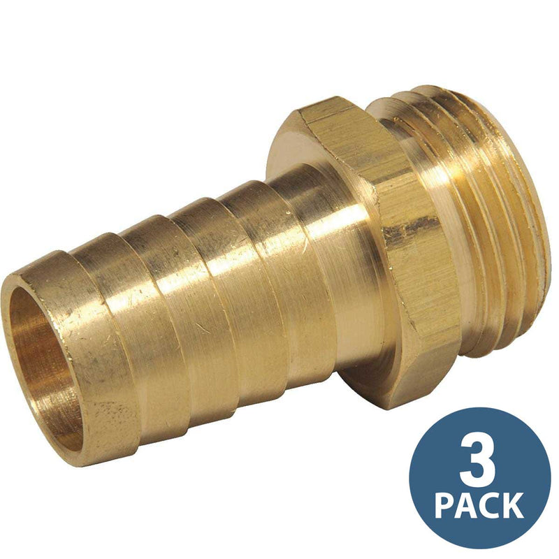 Apache Brass Male Hose Fitting 1" x 3/4" | 3 Pack