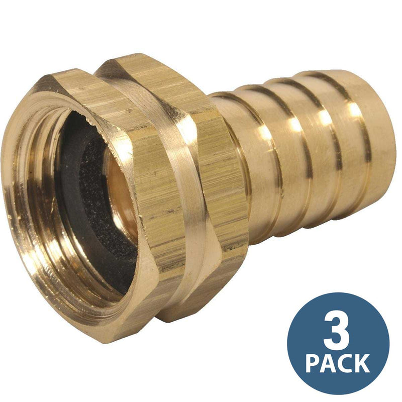 Apache Brass Female Hose Fitting 3/4" x 1" | 3 Pack