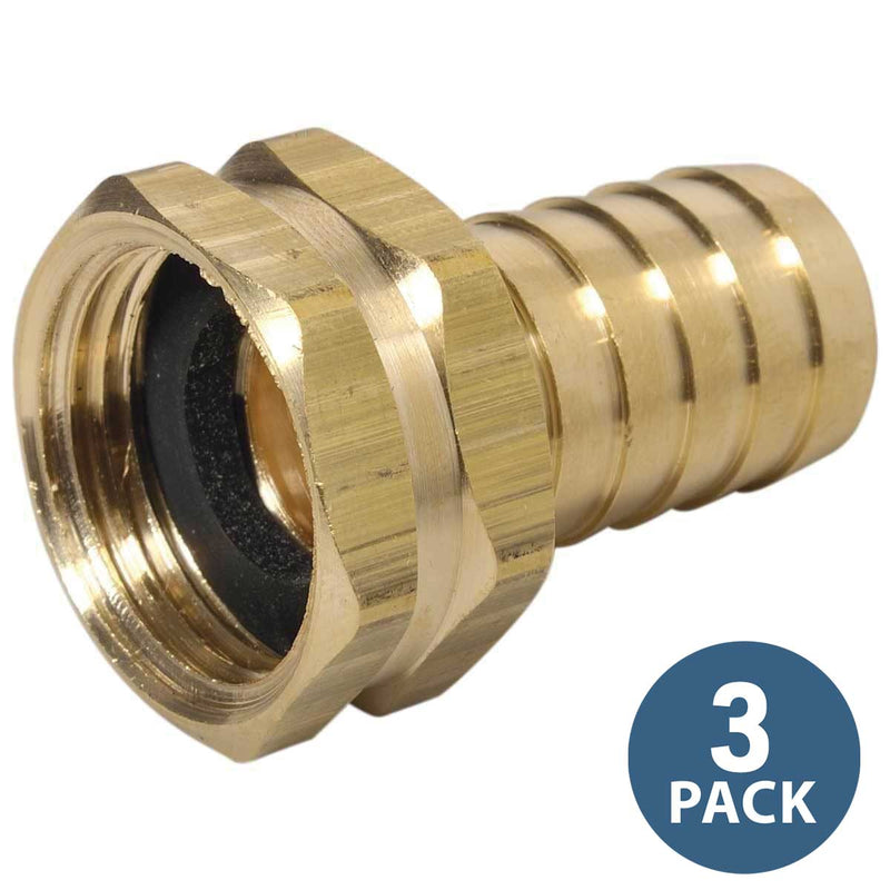 Apache Brass Female Hose Fitting 1" x 1" | 3 Pack