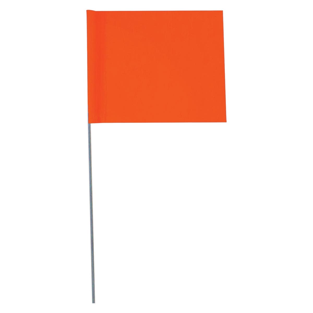 Fluorescent Orange Custom Marking Flag, 4"x5", 21" Wire Stake, 1000 PK