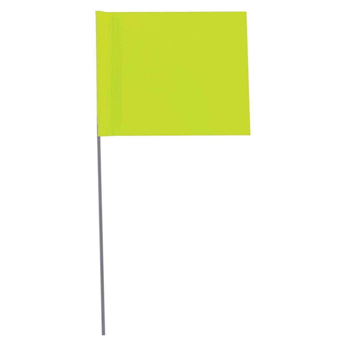 Fluorescent Yellow Custom Marking Flag, 4"x5", 21" Wire Stake, 1000 PK