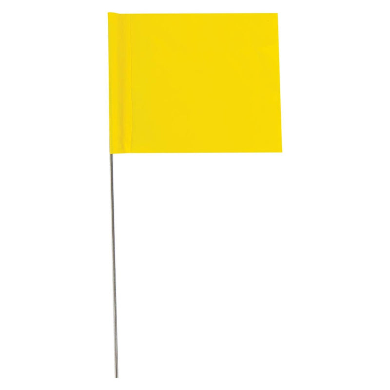 Yellow Custom Marking Flag, 4"x5", 21" Wire Stake, 1000 PK