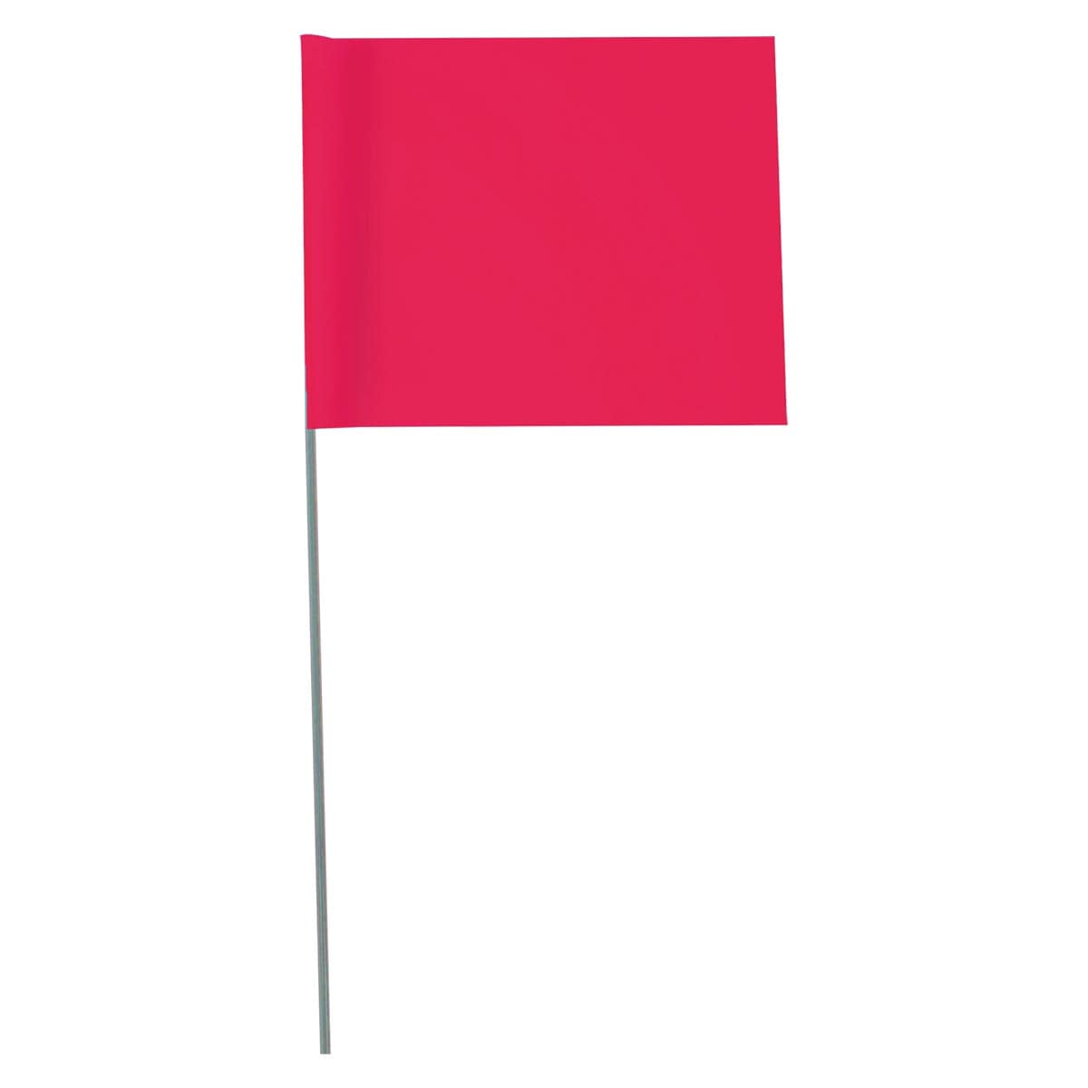 Fluorescent Red Custom Marking Flag, 4"x5", 21" Wire Stake, 1000 PK