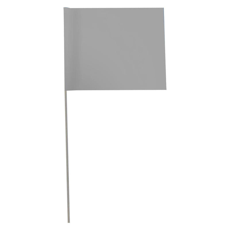 Silver Custom Marking Flag, 4"x5", 21" Wire Stake, 1000 PK