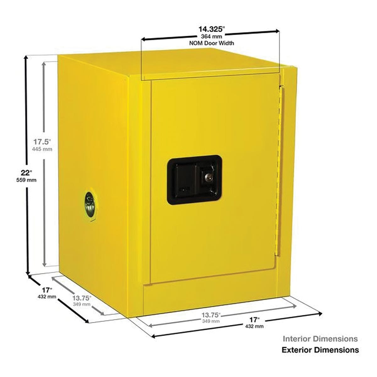 Dimensions of Eagle 4-gal. Flammable Liquid Storage Cabinet