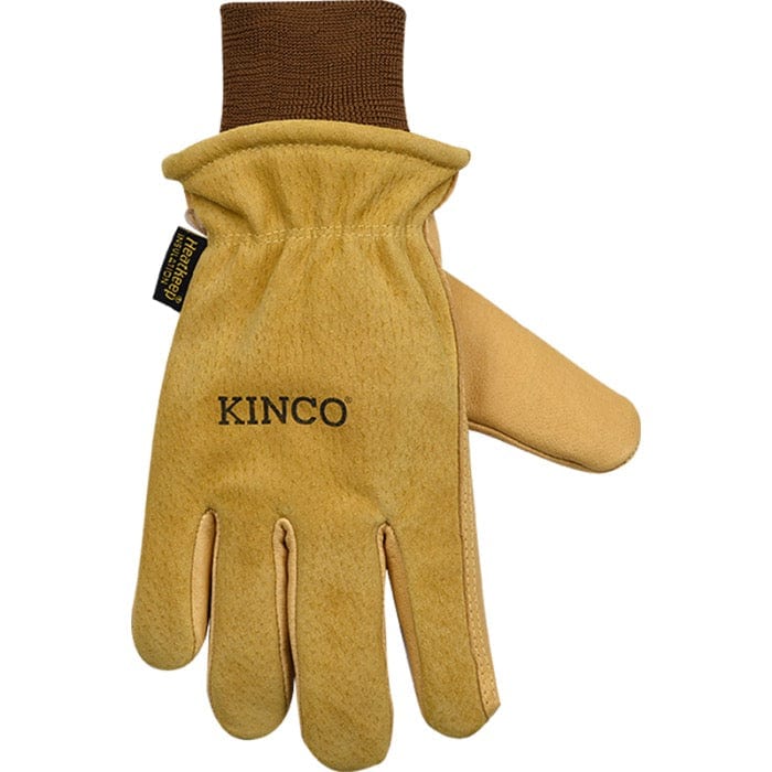 View of the back of the Kinco 94HK Pigskin Insulated Drivers Gloves with Knit Wrist
