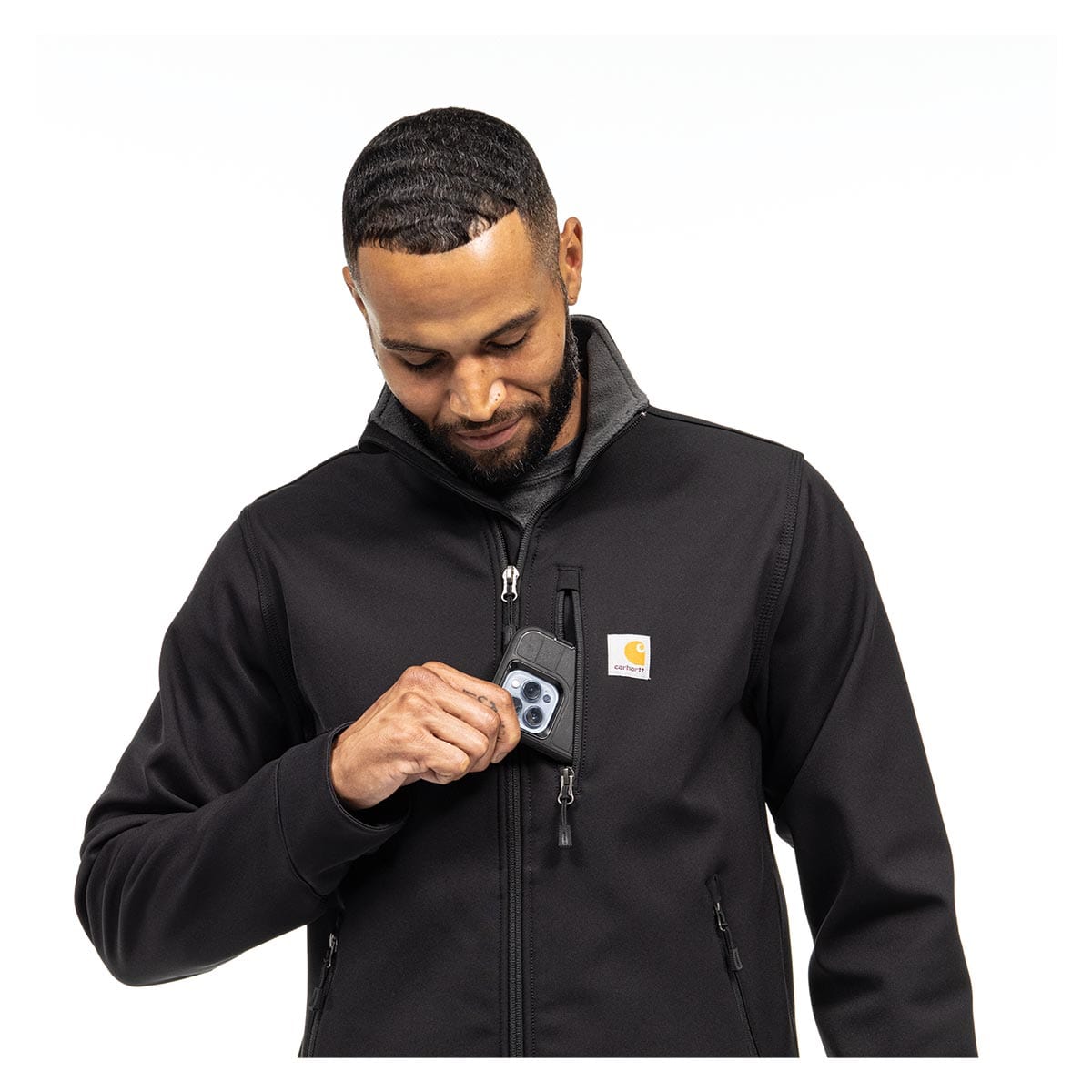 Black Carhartt 102199 Rain Defender Relaxed Fit Heavyweight Softshell Jacket