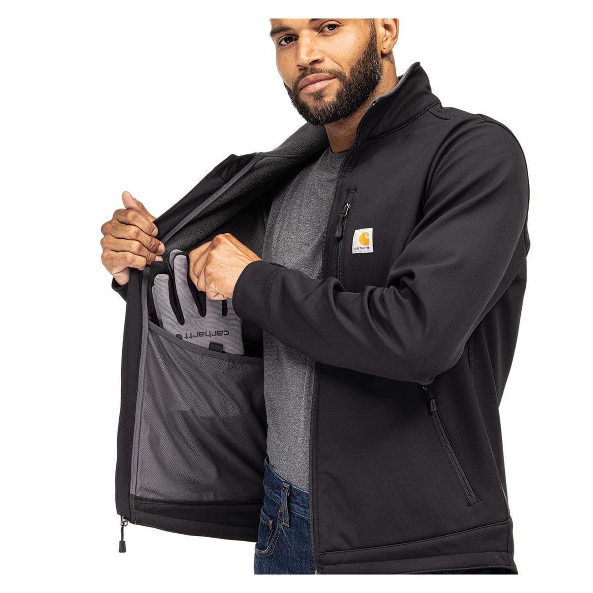 Black Carhartt 102199 Rain Defender Relaxed Fit Heavyweight Softshell Jacket