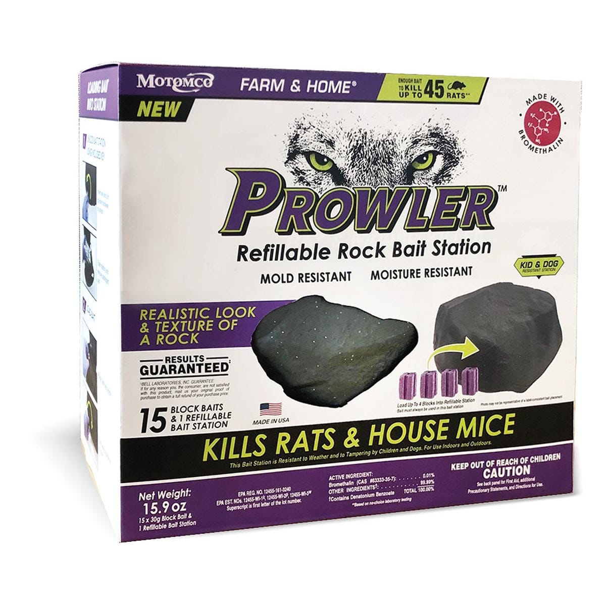 Prowler Rat and Mouse Killer Refillable Rock Bait Station | 4 Pack