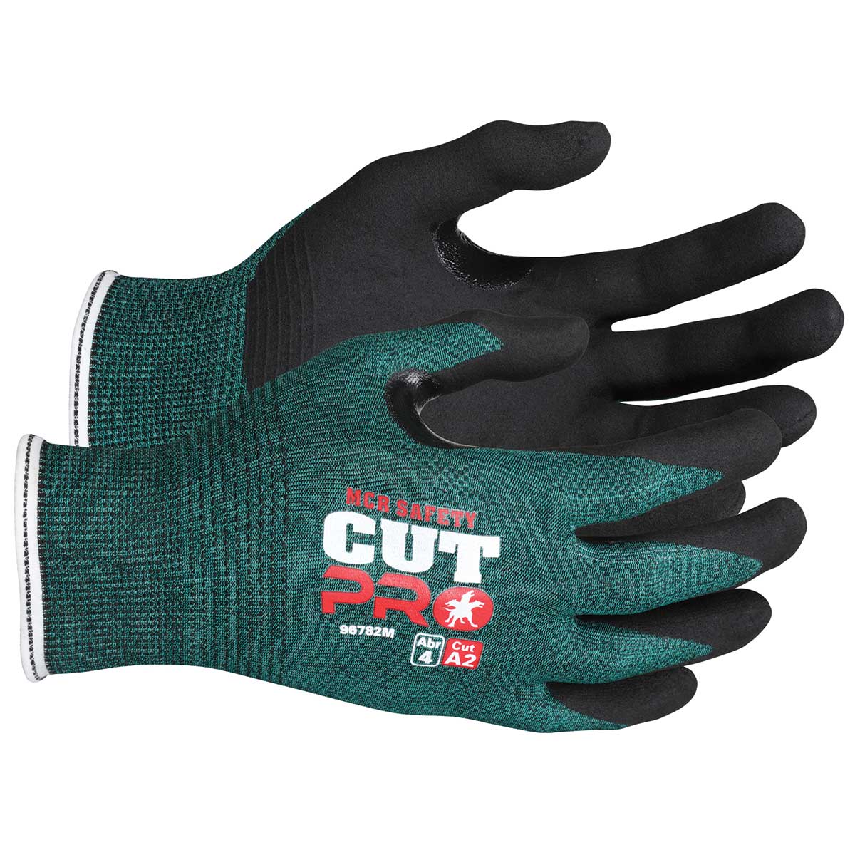 Pair of the green MCR Safety Cut Pro 18-ga. Hypermax Shell Nitrile Coated Gloves