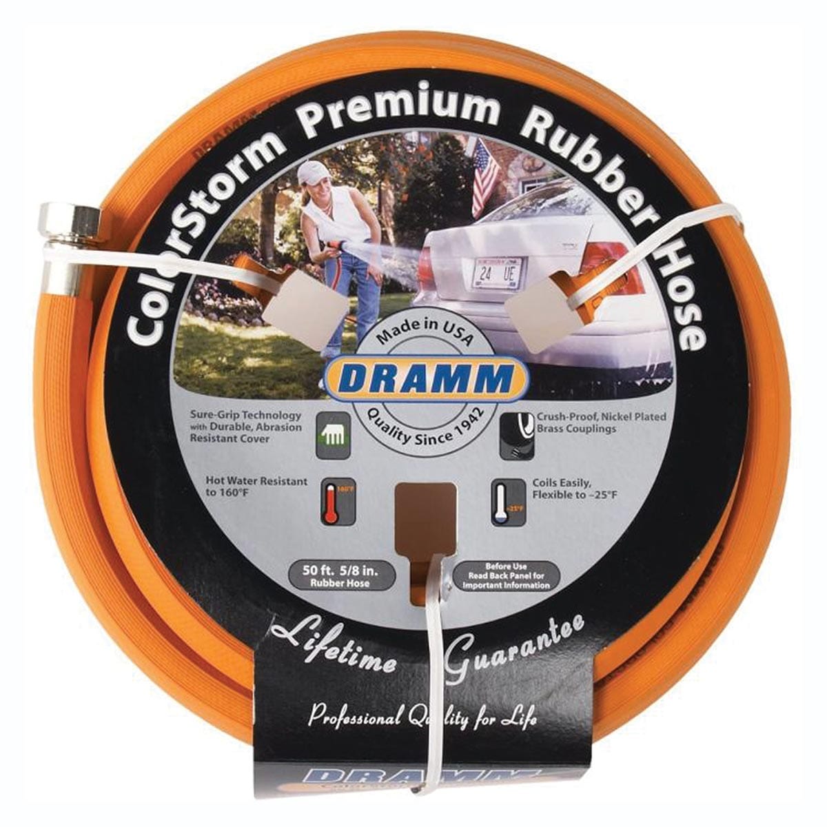 Orange Dramm water hose