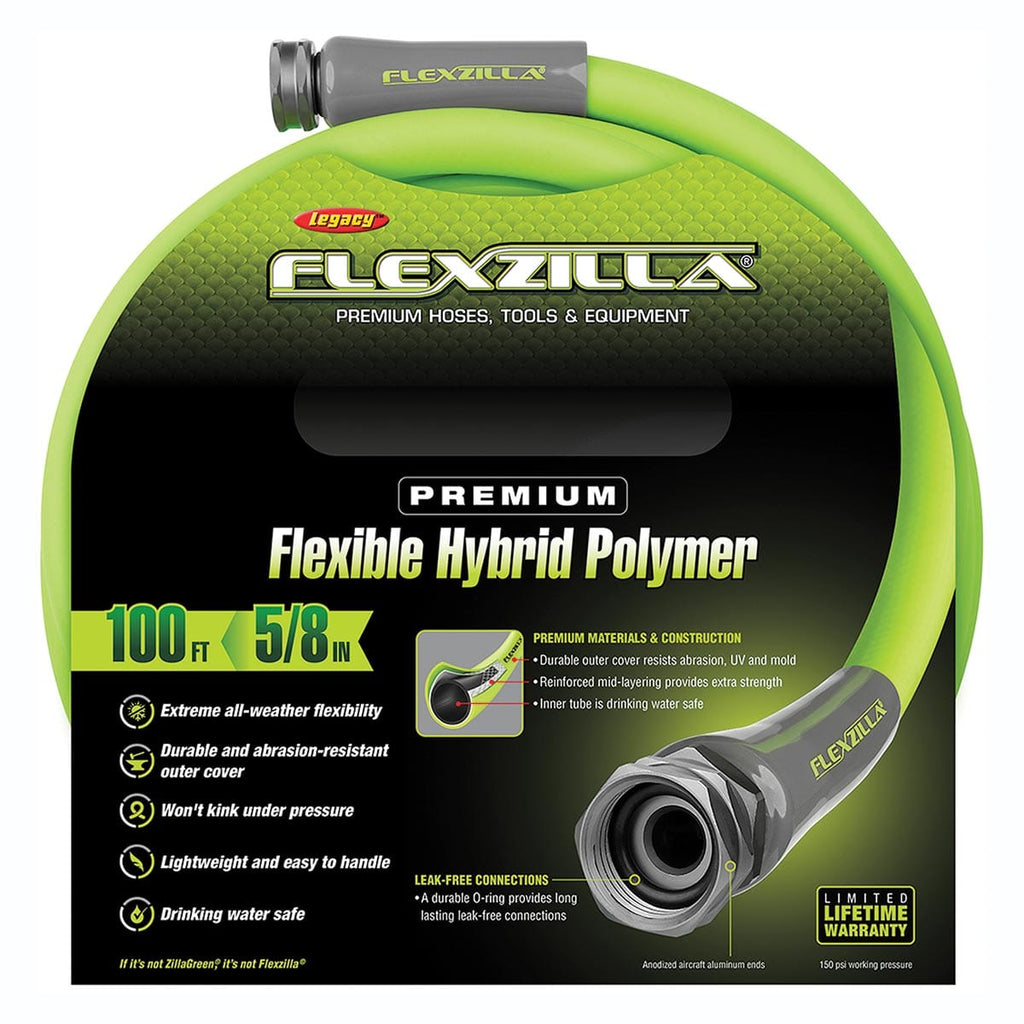 Flexzilla hose in packaging featuring benefits. High-quality water hose.