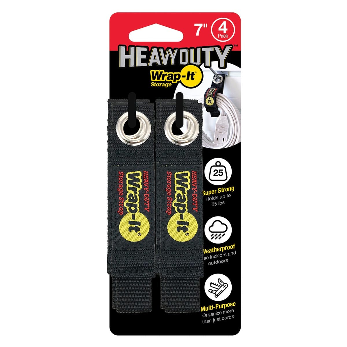 Wrap-It Storage Heavy-Duty Storage Strap - 7-in. (4-Pack)