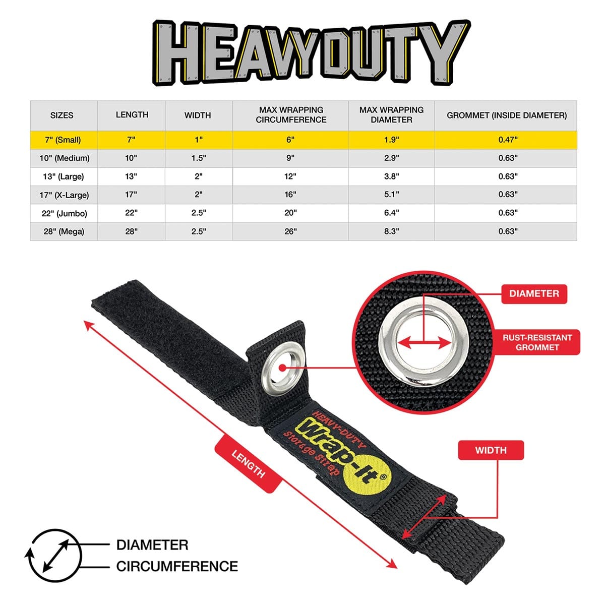 Wrap-It Storage Heavy-Duty Storage Strap - 7-in. (4-Pack)