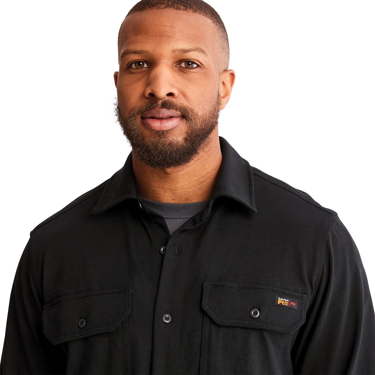 Black Timberland PRO FR Cotton Core Button Front Shirt