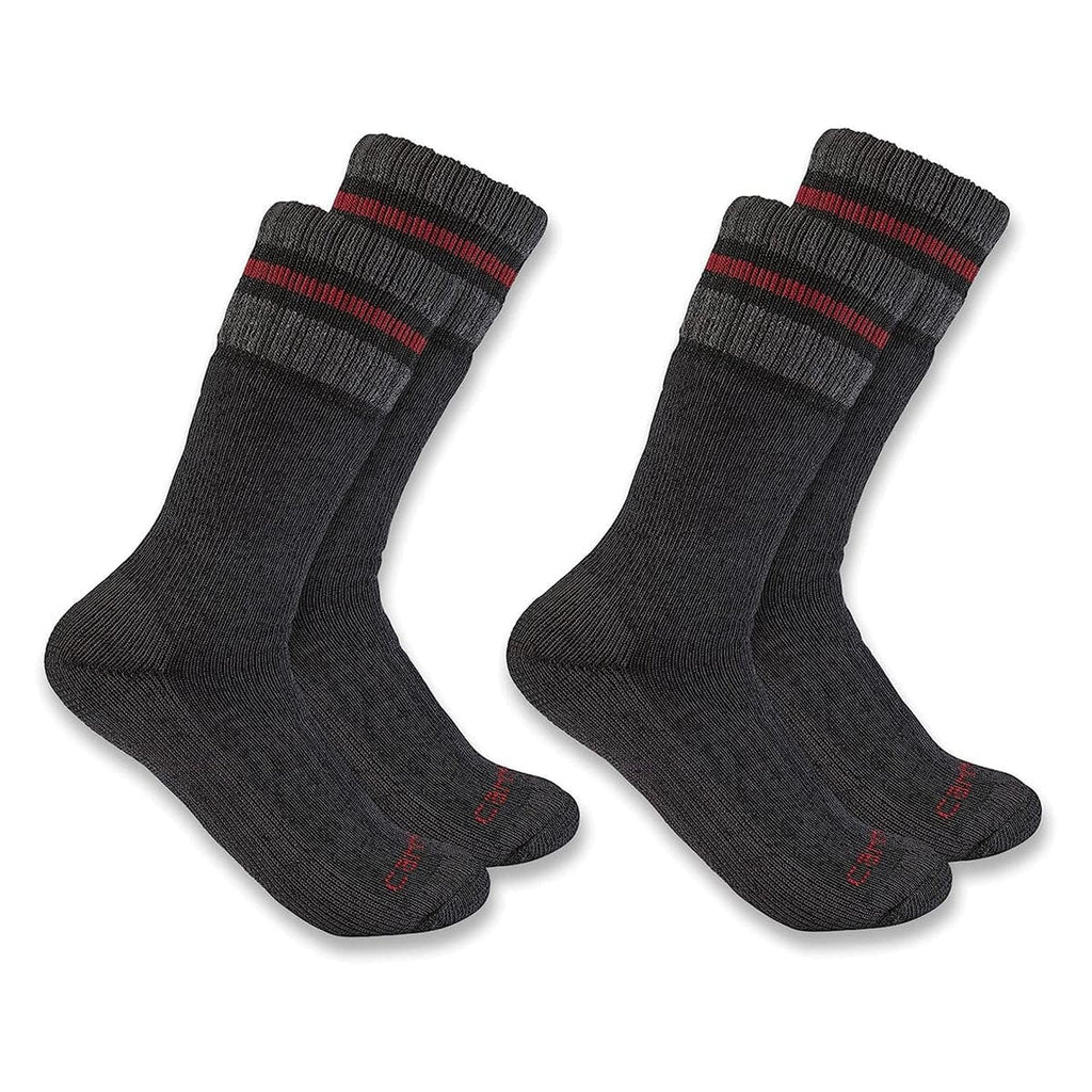 Black Carhartt Men's Heavyweight Synthetic-Wool Blend 2 Pack Boot Socks