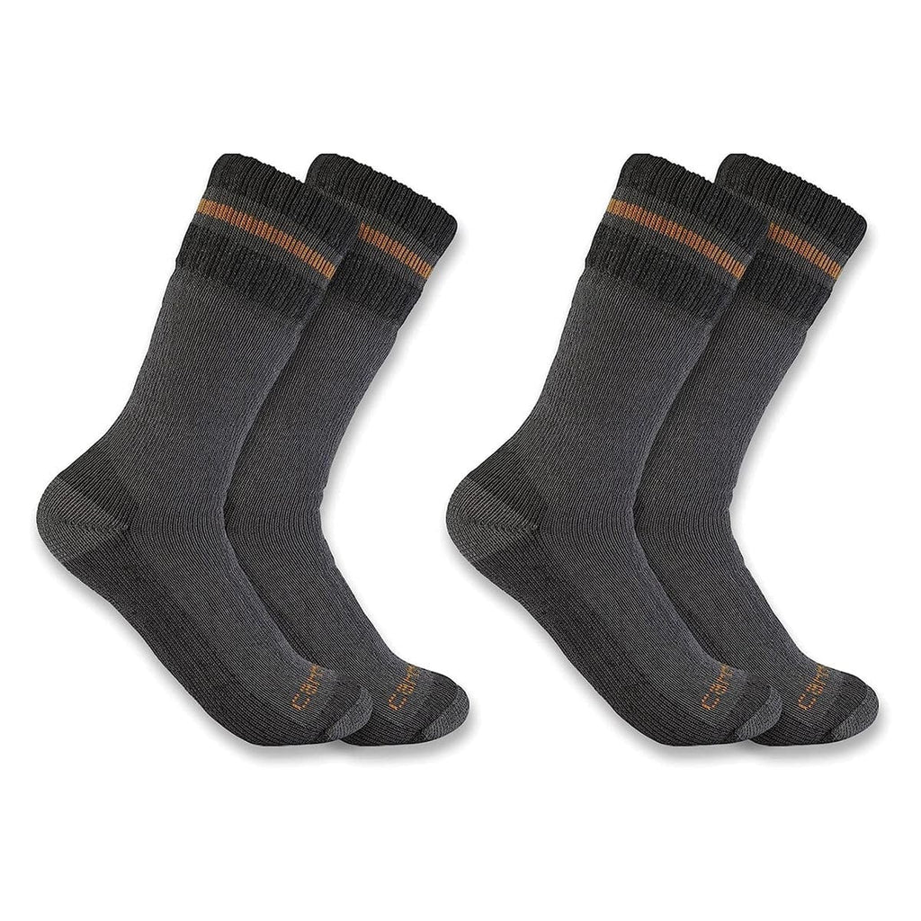Grey Carhartt Men's Heavyweight Synthetic-Wool Blend 2 Pack Boot Socks