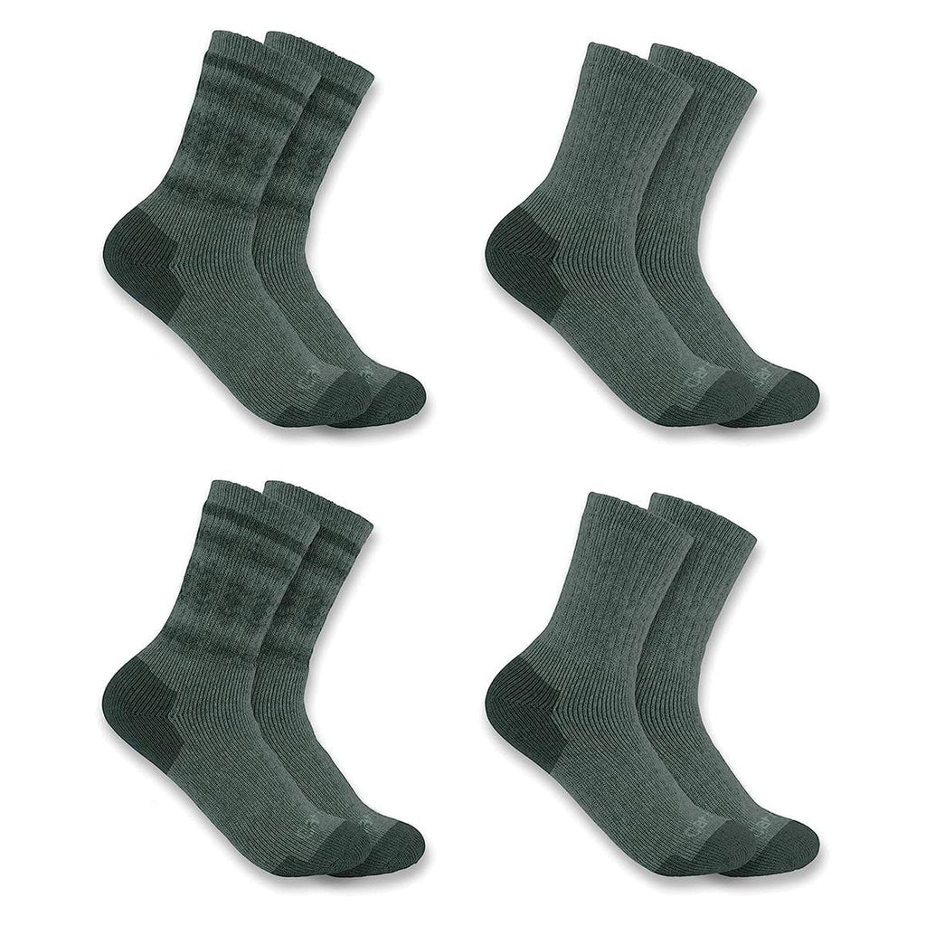 Green Carhartt Women's Heavyweight Synthetic-Wool Blend 4 Pack Crew Socks