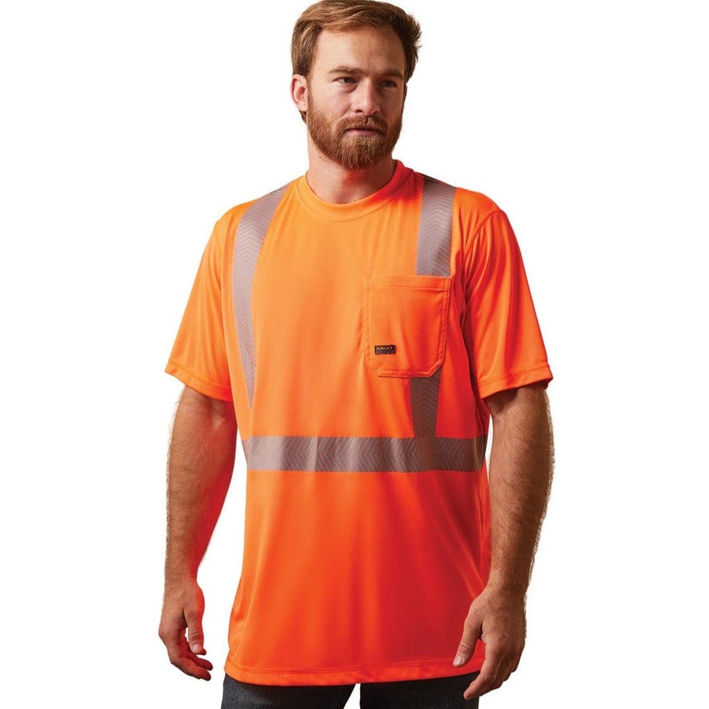 Brite Orange Ariat Rebar ANSI Class 2 Hi-Vis Short Sleeve T-Shirt