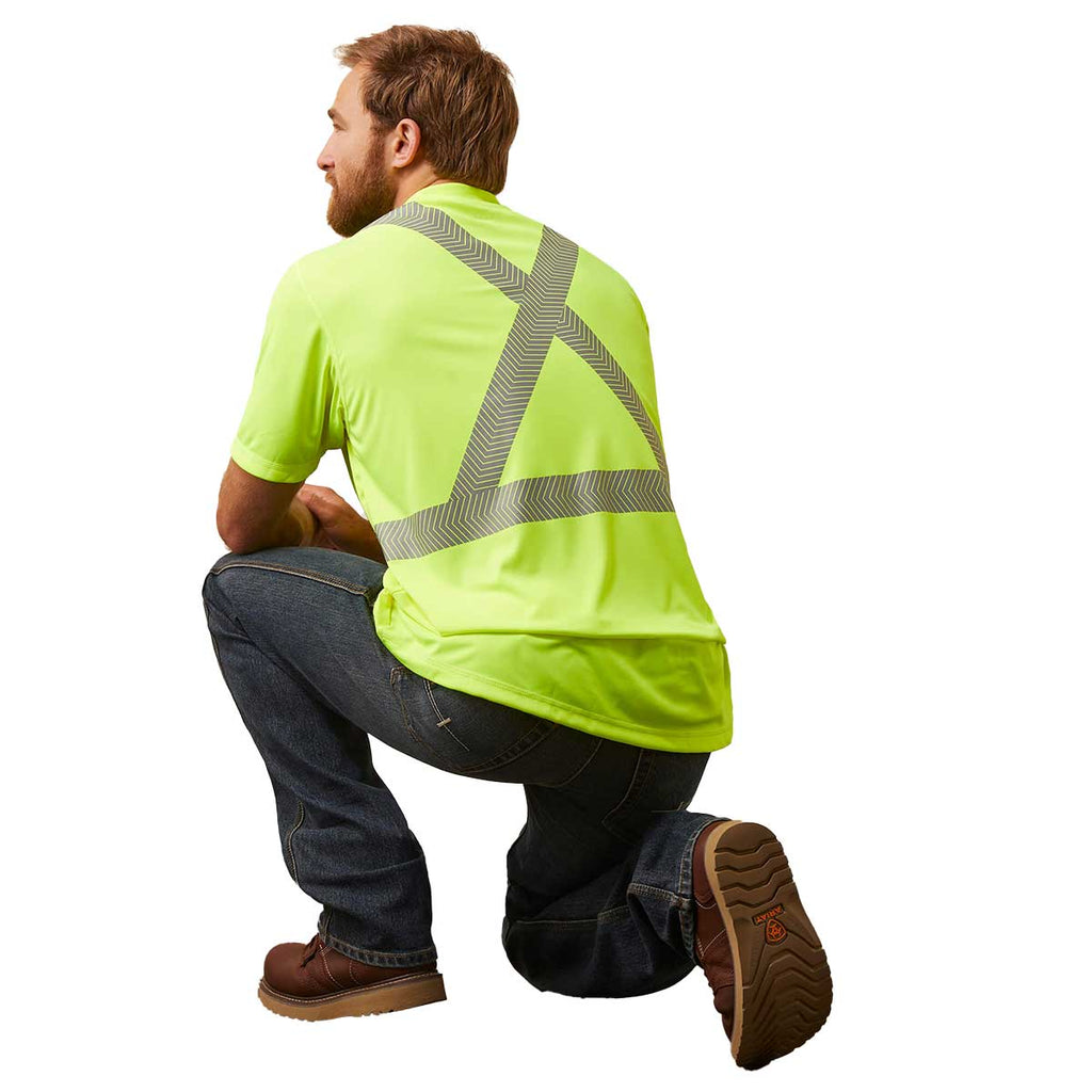 View of the back of the Ariat Rebar ANSI Class 2 Hi-Vis Short Sleeve T-Shirt